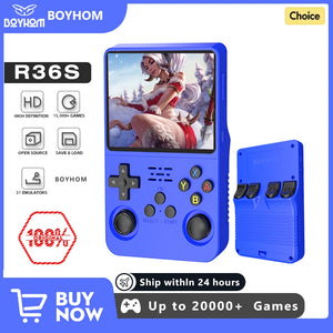 BOYHOM Open Source R36S Retro Handheld Game Console Linux System 3.5 Inch IPS Screen Portable Pocket Video Player 64GB Game gift