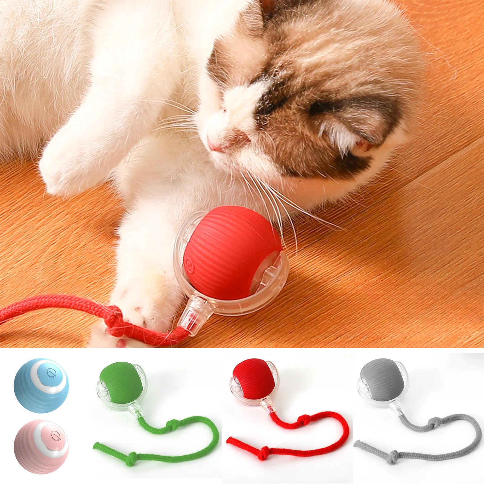 LEMEENQ Cat Interactive Ball Toy Auto Rolling Ball with Tail Rechargeable Smart Pet Interactive Toy Intelligent Mouse for Cat