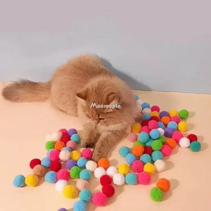 Interactive Launch Training Cat Toys Creative Kittens Mini Pompoms Games Stretch Plush Ball Toys Cat Supplies Pet Accessories