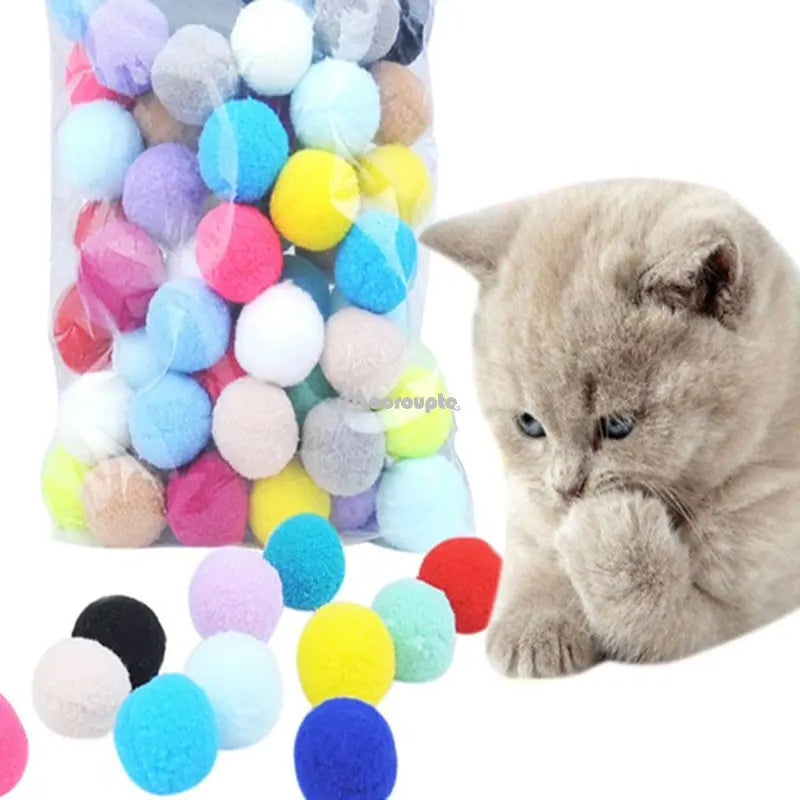 Interactive Launch Training Cat Toys Creative Kittens Mini Pompoms Games Stretch Plush Ball Toys Cat Supplies Pet Accessories